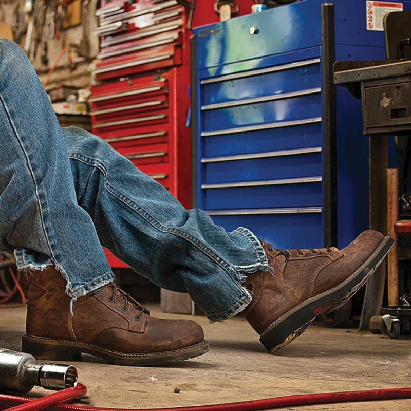 Justin Boot Company Mens Rugged Tan Steel Toe Lace Up Work Boots 7 Justin Boot Company Mens Rugged Tan Steel Toe Lace Up Work Boots - Image 5