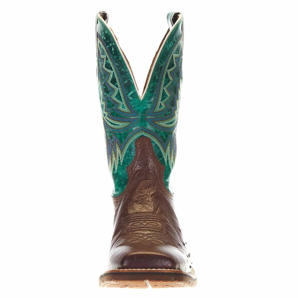 Tony Lama Men's Hickory Smooth Ostrich 11in. Emerald Green Goat Top Boots 4 Tony Lama Men's Hickory Smooth Ostrich 11in. Emerald Green Goat Top Boots - Image 2