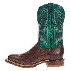 Tony Lama Men's Hickory Smooth Ostrich 11in. Emerald Green Goat Top Boots 10 Tony Lama Men's Hickory Smooth Ostrich 11in. Emerald Green Goat Top Boots -Justin Boots Store XT5106 2