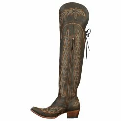 Lane Boots Women's Lexington OTK Brown Crackle Snip Toe Boot 9 Lane Boots Women's Lexington OTK Brown Crackle Snip Toe Boot -Justin Boots Store lb0499a 03